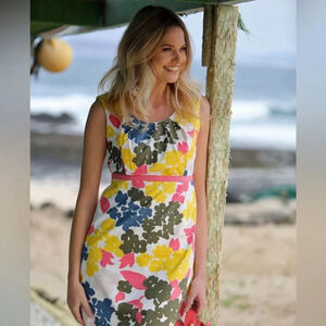 Boden White and Yellow Sleeveless Sundress Midi